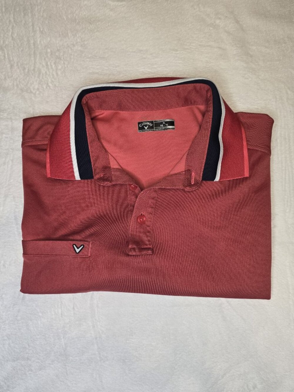 Callaway Golf Polo Shirt Tipped Collar Chest Welt Coral Pink Red Men's XL